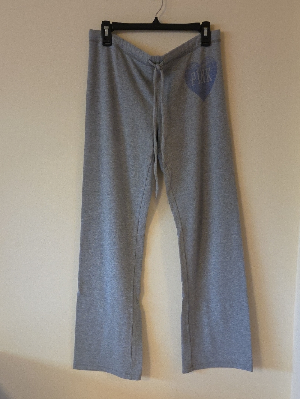 PINK Victoria's Secret Gray Wide-Leg Sweatpants with Heart Logo